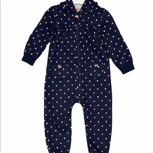 Carter’s Girls blue with pink and Purple Heart pattern zip up jumper size 18m